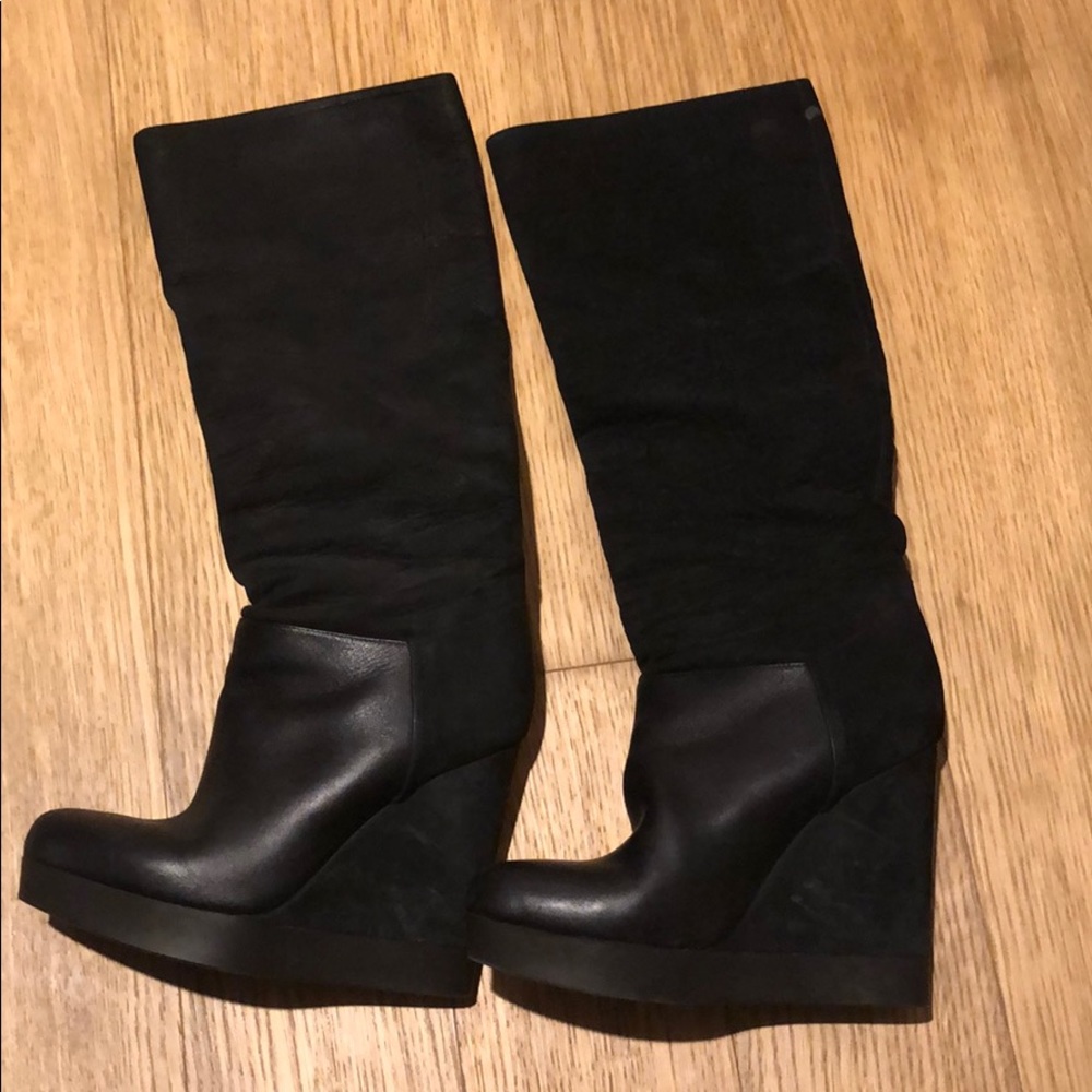 Vince black leather and suede boots